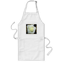 White Rose on Black and Gold Background Apron