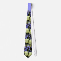 "White Roses Blue Flowers" Wedding Tie