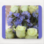 White Roses Blue Lobelia Mousepad