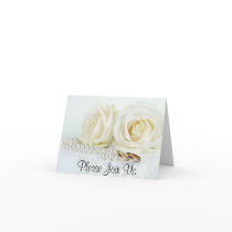 White Roses, Pearls & Wedding Bands - Invitation