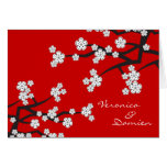 White Sakura Cherry Blossoms Wedding Thank You Card
