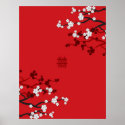 White Sakuras Chinese Wedding Poster posters