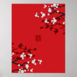 White Sakuras Chinese Wedding Poster posters