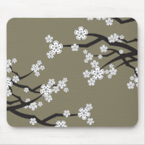 White Sakuras Flowers Oriental Chic Gift Mousepad