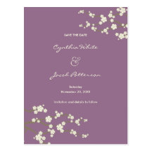 White Sakuras Save The Date Announcement Postcard