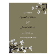 White Sakuras Save The Date Announcement Postcard