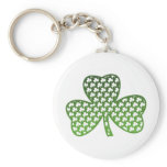 White Shamrocks in Green Shamrock Keychain