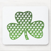 White Shamrocks in Green Shamrock Mousepad