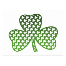 White Shamrocks in Green Shamrock Postcard