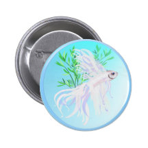White Siamese Fighting Fish Keychains Pin