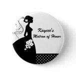 White Silhouette Bride Matron of Honour Button