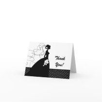 White Silhouette Bride Thank You Note Card