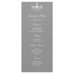 White & Silver Chandelier Reception Menu rack cards