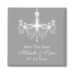 White & Silver Chandelier Save The Date Magnet