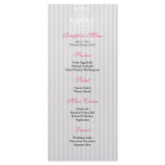 White & Silver Chandelier Striped Reception Menu