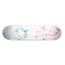 White skate and ping/bluecurl skateboard