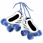 white skates blue wheels photo sculptures
