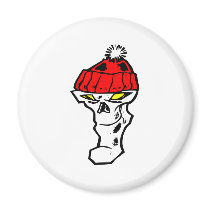 White Skull Beanie Fridge Magnet