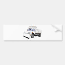 White Snow Plough Cartoon Bumper Stickers