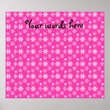 White snowflakes on pink poster