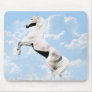 White stallion horse rearing mousepad