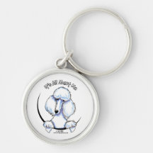 White Standard Poodle IAAM Keychains