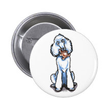 White Standard Poodle Teddy Bear Buttons