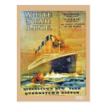 White Star Line Titanic & Olympic ad Postcards