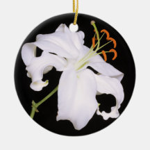 White Stargazer Lily Christmas Tree Ornaments