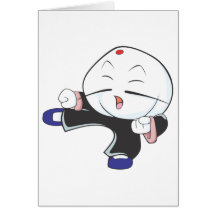 White Steamed Bun in Martial Arts Pose Card