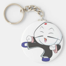 White Steamed Bun in Martial Arts Pose Keychains