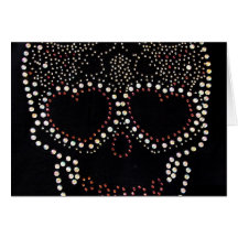 White Stone Skull, Black Background Card
