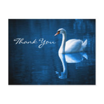 White Swan on Blue Waters Thank You Postcard