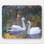 white swans in fall mousepad