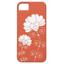 White Swirls And Floral Pattern - Red