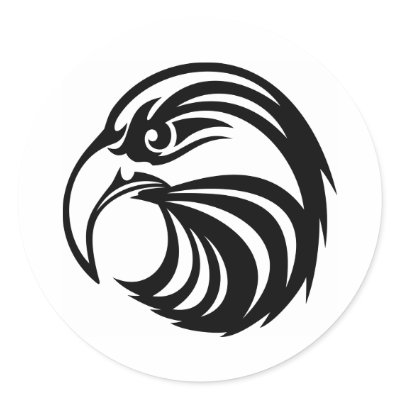 White Tattoo Tribal Eagle Round Stickers by WhiteTiger_LLC