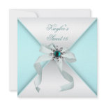 White Teal Blue Sweet 16 Party invitations