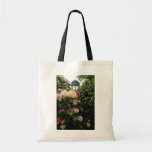 white Temple among flowers - Kew Gardens, England Tote Bags