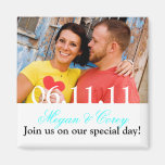 White Text: Save the Date Fridge Magnet