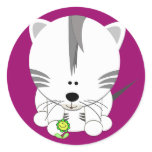White Tiger Cub Round Sticker
