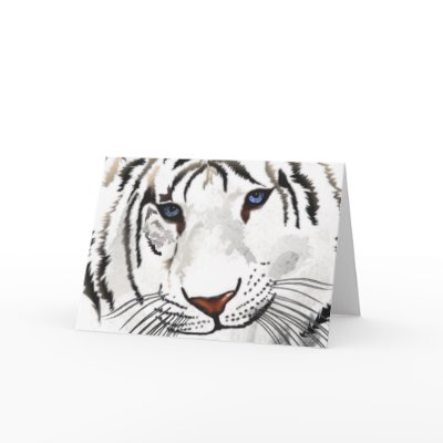 White Tiger Greeting Card by Paintedlynx