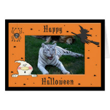 White Tiger Halloween Greeting Card