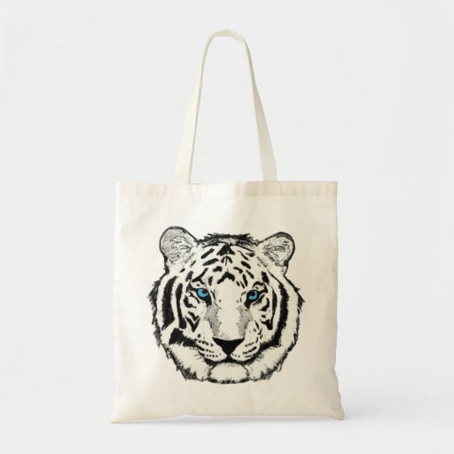 White Tiger reusable canvas shopping bag