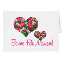 white tulip hearts mother's day card french