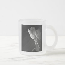 White Tulips Photo On Black Background Coffee Mugs