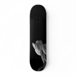 White Tulips Photo On Black Background skateboards
