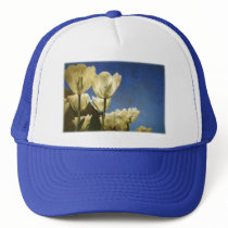 White Tulips Photo with Floral Swirl Pattern