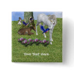 White Unicorn And Friends Fantasy Button