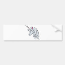 white unicorn head bumper stickers