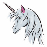white unicorn head photo sculptures